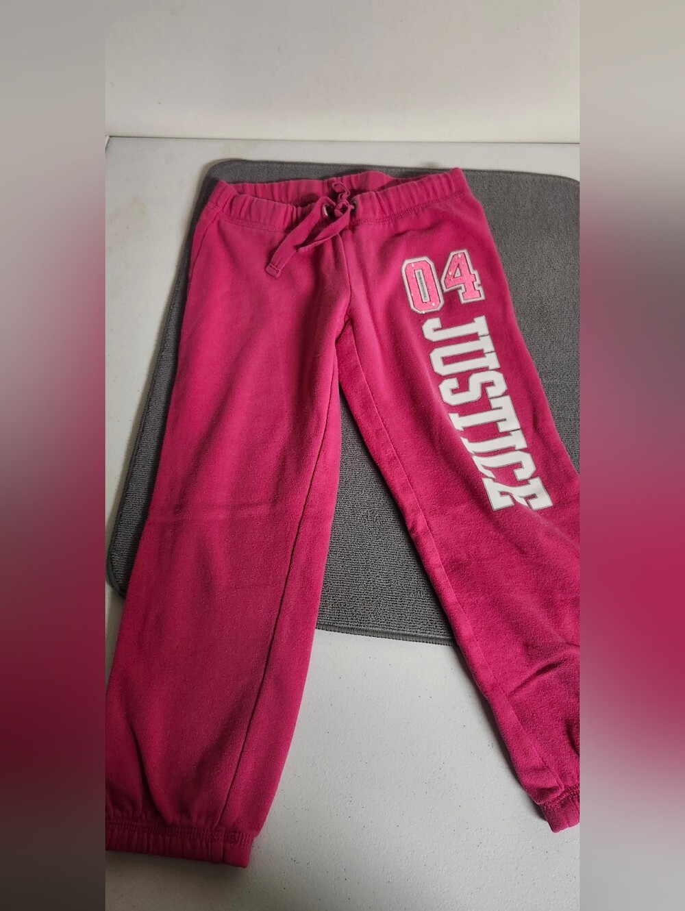 Justice Hot Pink Fleece Joggers with 'Justice' Graphic
